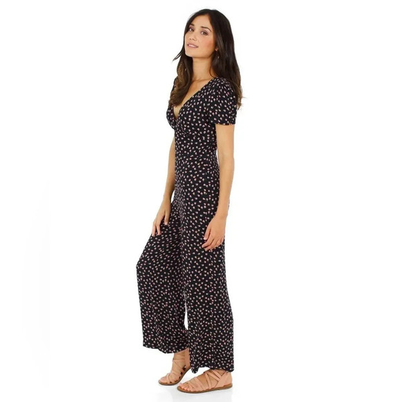 FREE PEOPLE Mia Short Sleeve Jumpsuit in‎ Black - Picture 2 of 10